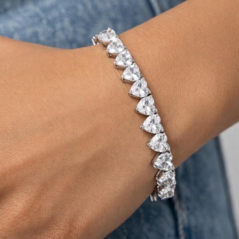 Silver Tennis Heart Bracelet 7 054 C
